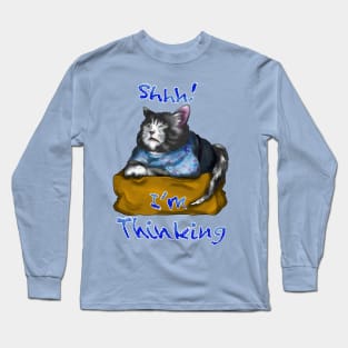 wise cat thinking Long Sleeve T-Shirt